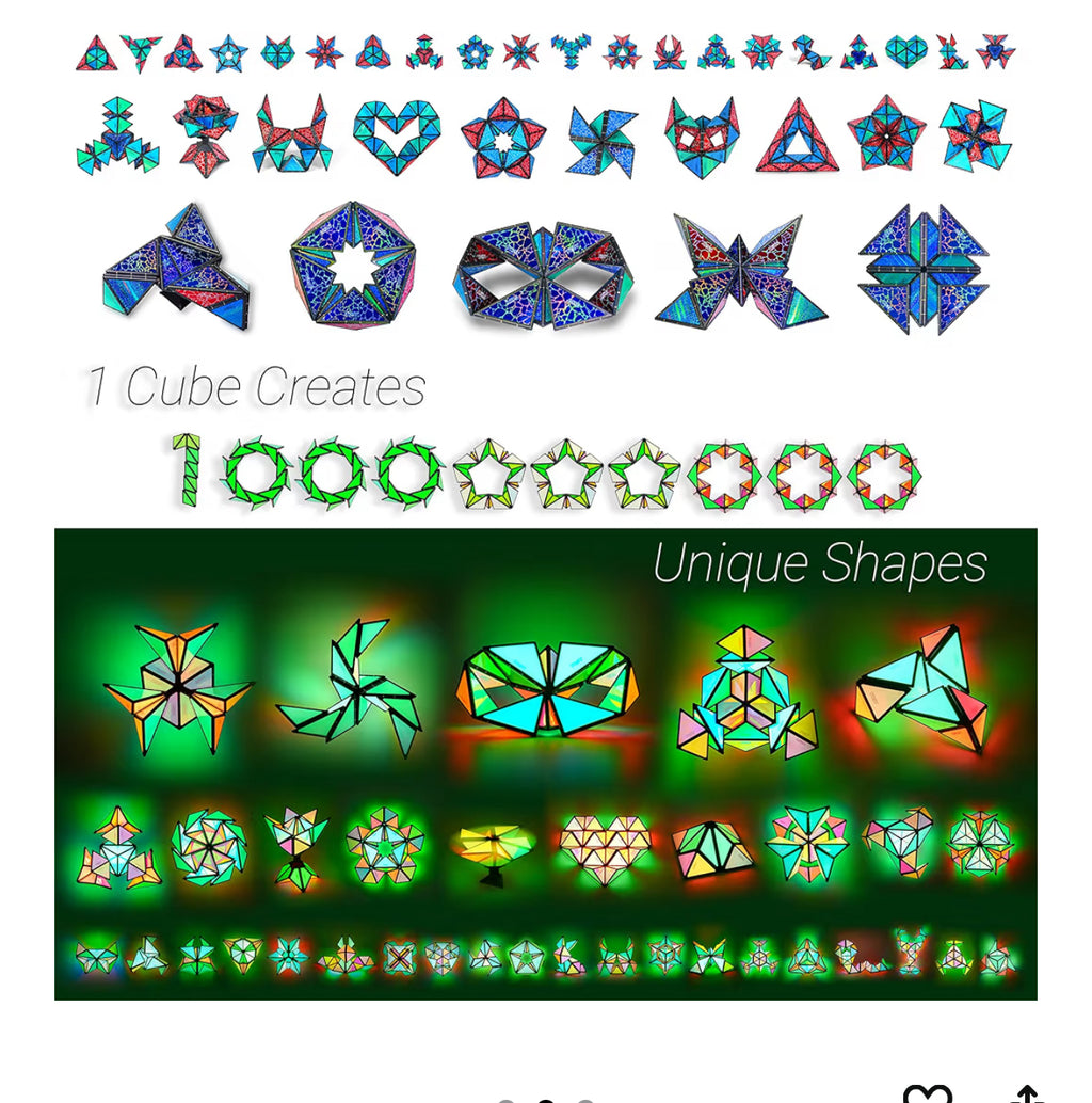 TOSY Magnet Pyramid Glow - 1 Cube Transforms into 1 Billion Shapes, 12 pieces, 243 Magnets, Glowing, Holographic Design Magnet Tiles Creative Puzzle STEM/STEAM Toy