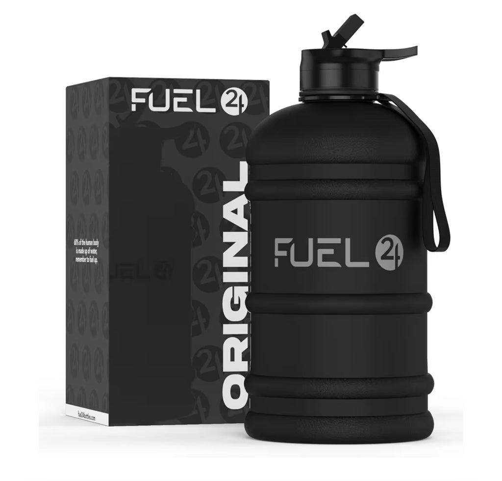Fuel24 Jug - 2.2 Litre Water Bottle - Extra Strong Flex Material - Drop Proof, Pop or Straw Cap Options - 2.2L Large Gym Sports Bottle, BPA FREE