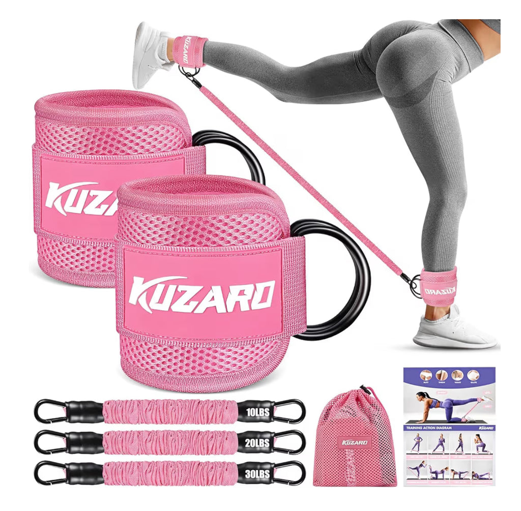 KUZARO Resistance Bands Set with Ankle Straps, Legs and Glutes Workout Equipment, Ankle Weights Bands for Women, Booty Exercise Equipment for Kickbacks and Hip Training, Home Gym Fitness Equipment