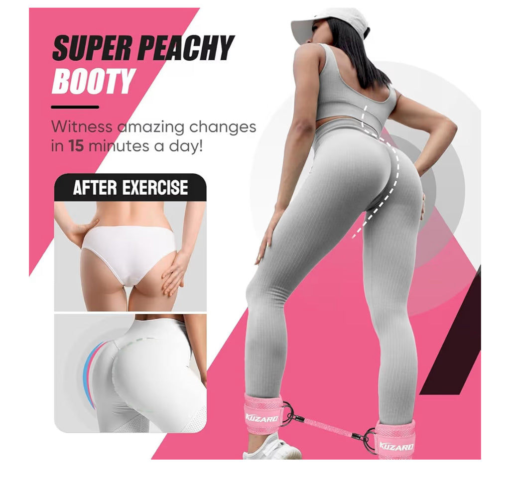KUZARO Resistance Bands Set with Ankle Straps, Legs and Glutes Workout Equipment, Ankle Weights Bands for Women, Booty Exercise Equipment for Kickbacks and Hip Training, Home Gym Fitness Equipment