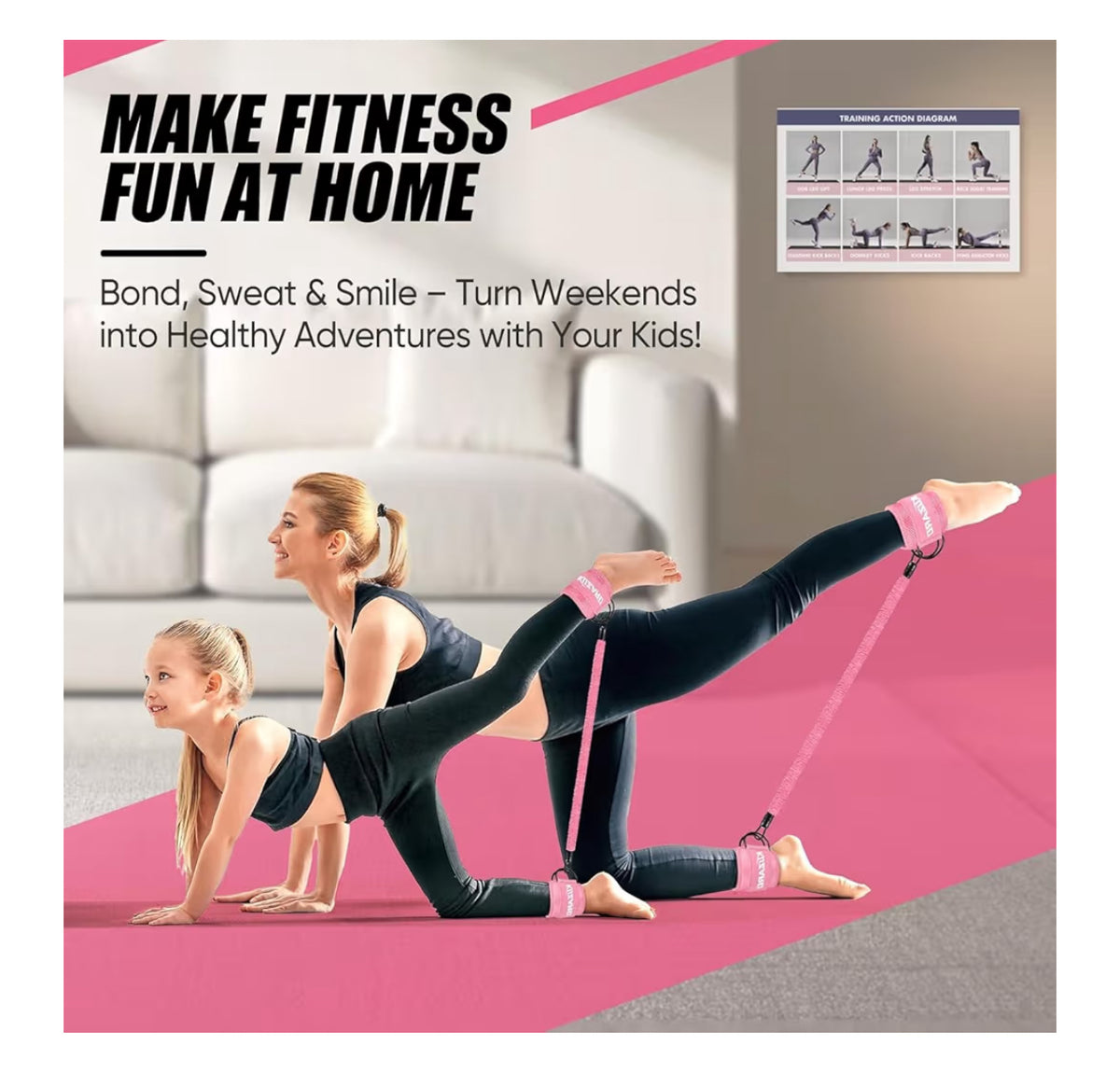 KUZARO Resistance Bands Set with Ankle Straps, Legs and Glutes Workout Equipment, Ankle Weights Bands for Women, Booty Exercise Equipment for Kickbacks and Hip Training, Home Gym Fitness Equipment