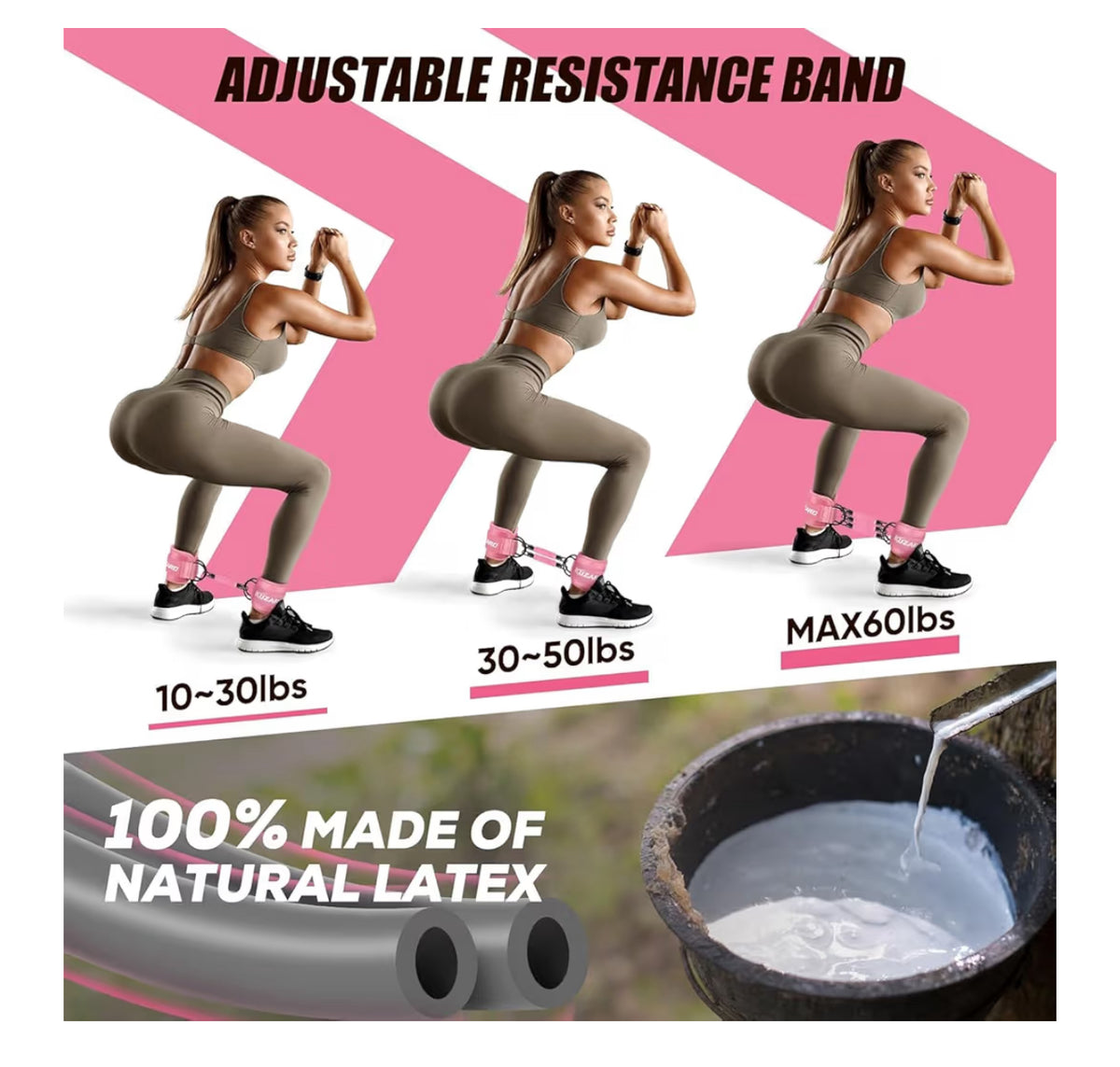 KUZARO Resistance Bands Set with Ankle Straps, Legs and Glutes Workout Equipment, Ankle Weights Bands for Women, Booty Exercise Equipment for Kickbacks and Hip Training, Home Gym Fitness Equipment