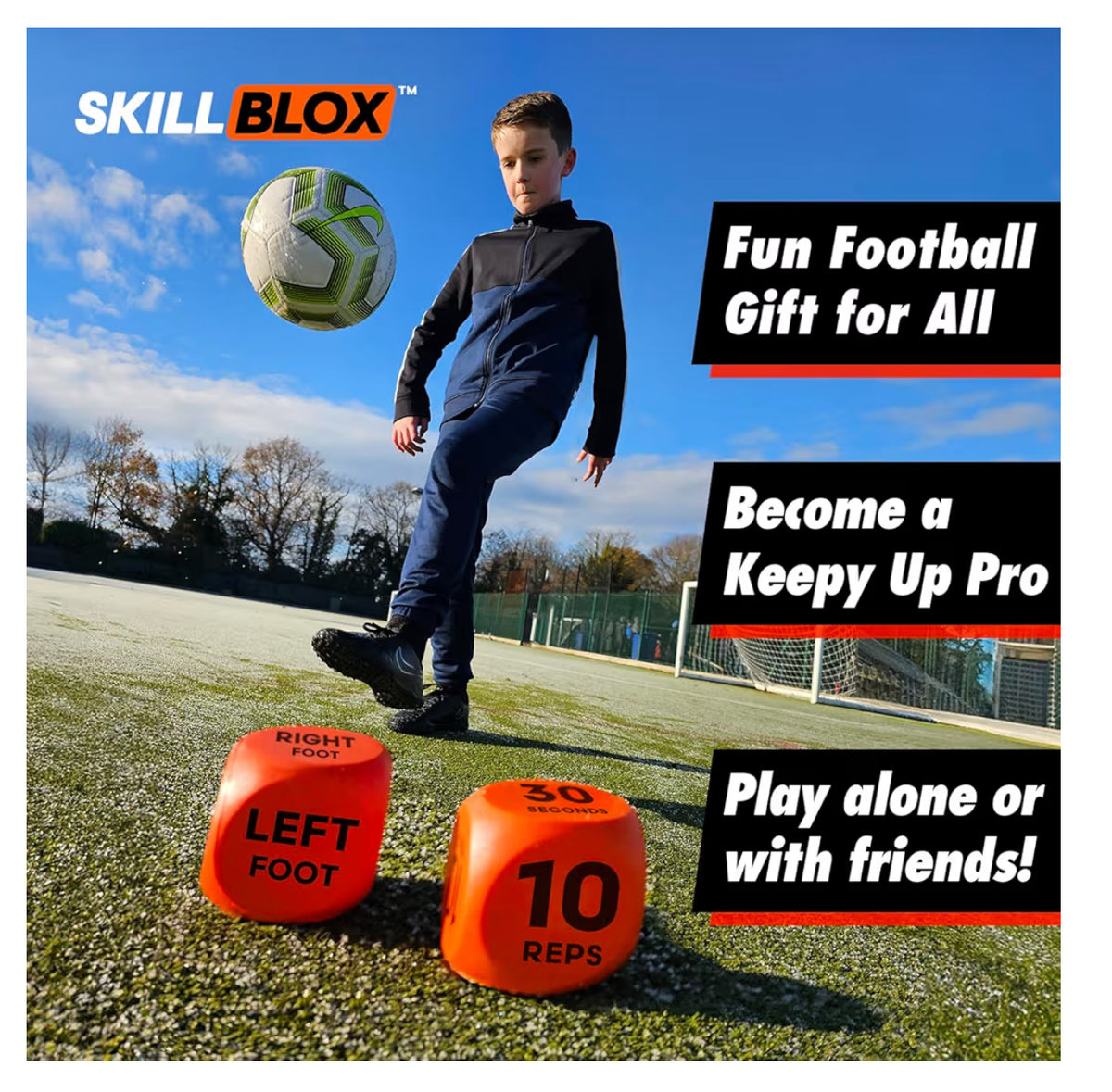 SKILL BLOX Football Keepy Up Training Dice (2 pcs) | Football Gifts for Boys & Girls 9-12 | Training Equipment, Teenage Boy Gifts for 8 9 10 11 12 Year Old | Games for Boys (KEEPY UP DICE)