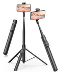TONEOF 66" Automatic Tripod Selfie Stick, Auto-Open Phone Tripod Stand with Magnetic Rechargable Remote, 360° Double Axes Rotatable Travel Monopod,Stable SmartphoneTripod for iPhone/Android-Black