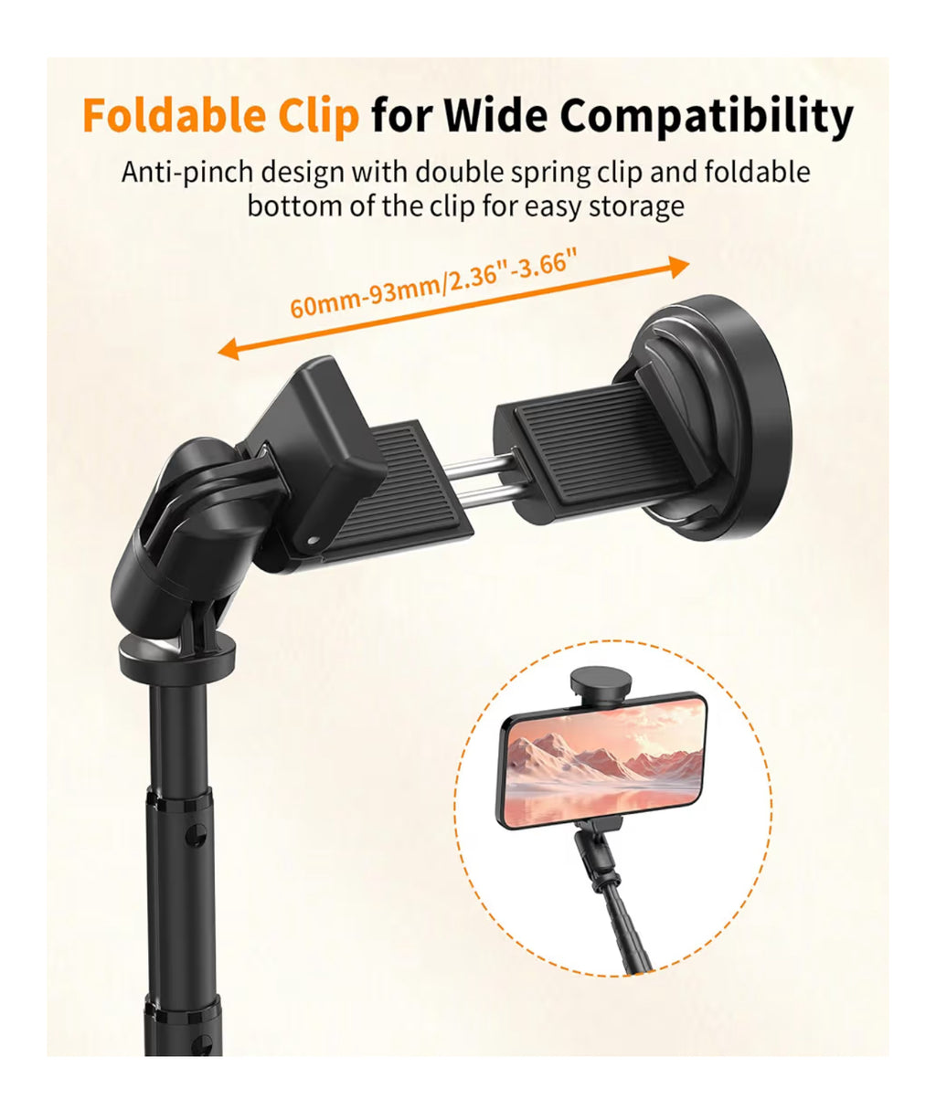 TONEOF 66" Automatic Tripod Selfie Stick, Auto-Open Phone Tripod Stand with Magnetic Rechargable Remote, 360° Double Axes Rotatable Travel Monopod,Stable SmartphoneTripod for iPhone/Android-Black