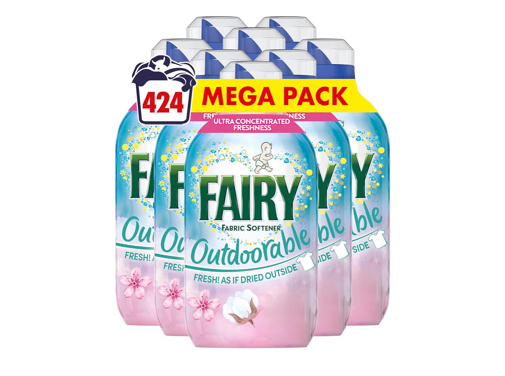 Fairy Outdoorable Fabric Conditioner Cherry Blossom and Nordic Cotton 424 Washes 8x53 For Sensitive Skin, Dermatologically Tested, Ultra Concentrated Formula