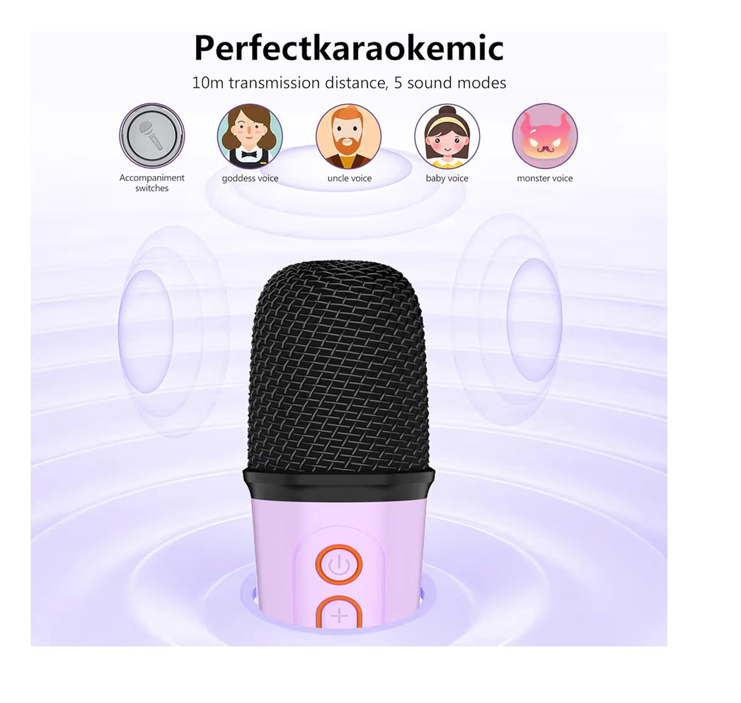 Onihan Karaoke Machine for Kids with 2 Microphones, Portable Kids Karaoke Machines for Girls with LED Party Lights,Girls Toys Birthday Gifts for Kids Age 14-18 (Purple 2 Mic